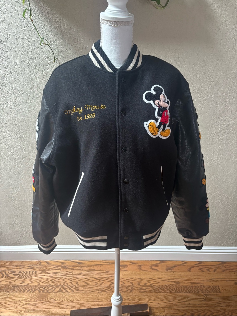 Disney Mickey & Friends Black Varsity Jacket
